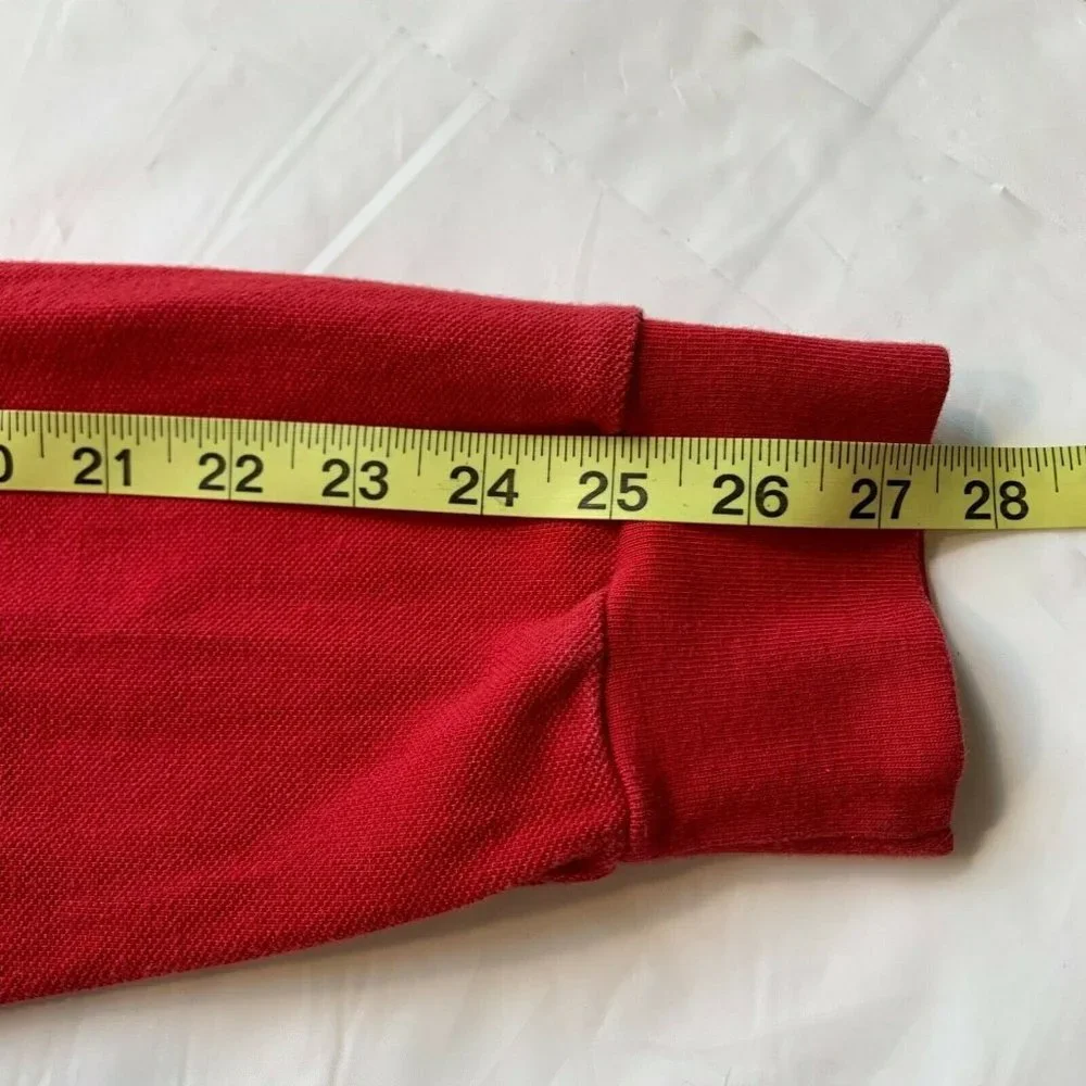 Polo‎ Ralph Lauren Polo Shirt Long Sleeve Cotton Red Thick Black Pony L EUC